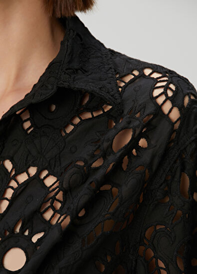 Farm Rio Sun Eyelet Black Shirt - 5