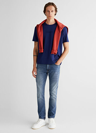 GANT Emboss C-neck Blue Short Sleeve Men's T-shirt - 3