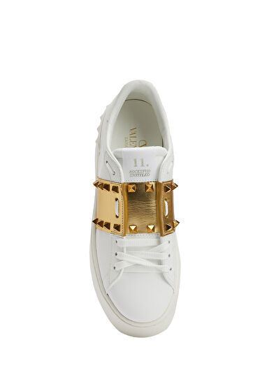 Rockstud Untitled Beyaz Gold Kadın Deri Sneaker - Görsel 6