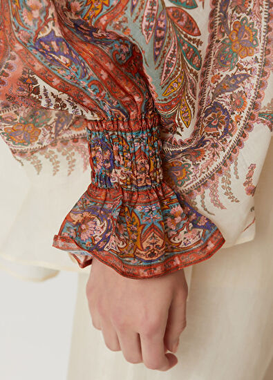 Zimmermann Rhiannon Bej Şal Desenli Bluz - 5