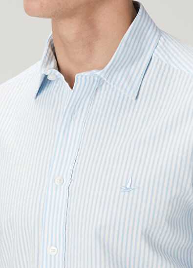Beymen Club Comfort Fit Mavi Beyaz Çizgili Gömlek - 6