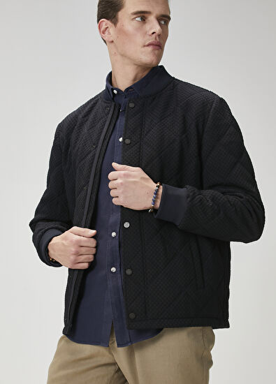 Beymen Club Navy Blue Quilted Bomber Jacket - 5