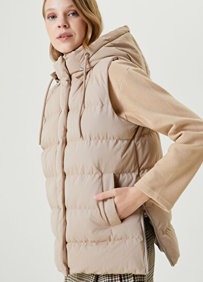 Beymen Club Bej Kapüşonlu Puff Yelek - 5