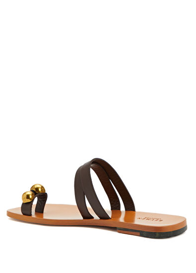 Beymen Collection Kahverengi Kadın Deri Terlik - 3