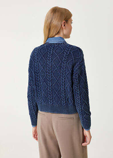 Beymen Club Indigo Hair Braid Textured Sweater - 6