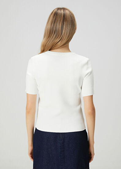 Beymen Club Kırık Beyaz Kısa Kol Kazak - 5