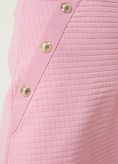 Beymen Club Pembe Gold Düğmeli Mini Triko Etek - 4