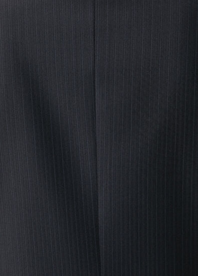 Lacivert Çizgi Desenli Yün Takım Elbise - Görsel 12