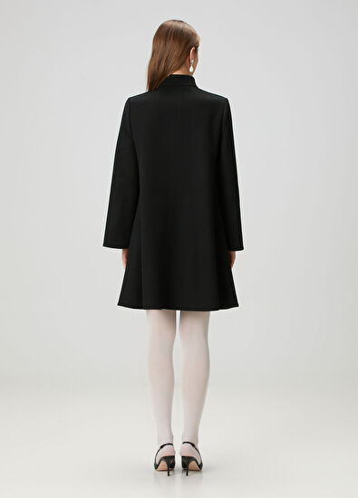 VGold Siyah Yün Kaban - Görsel 5