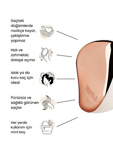 Tangle Teezer Compact Styler Ivory Rose Gold Hair Brush - 5