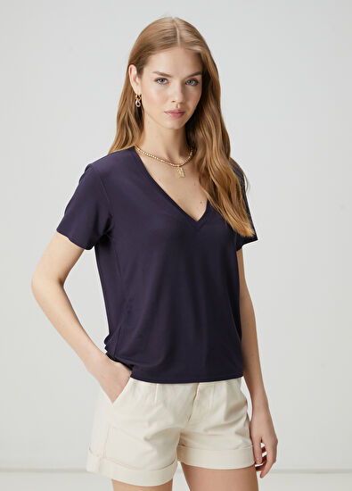 Beymen Club Lacivert Modal T-shirt - 3