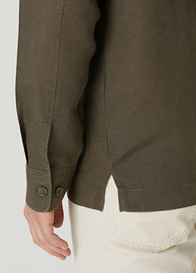 SimpleQloth Qsimple Premium Haki Keten Erkek Ceket - 6