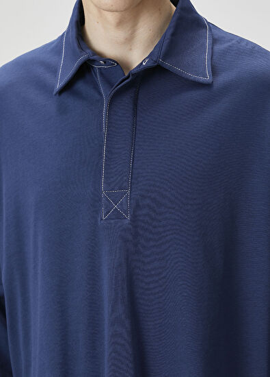 Ami Paris Lacivert Polo Yaka Sweatshirt - 5