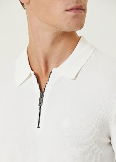 Beymen Club Beyaz Polo Yaka Logo Nakışlı Triko - 6