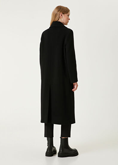 Beymen Club Siyah Kruvaze Yün Kaşe Palto - 6