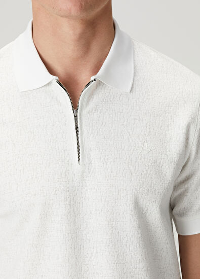 Beymen Club Off White Comfort Fit Zippered Polo T-Shirt - 6