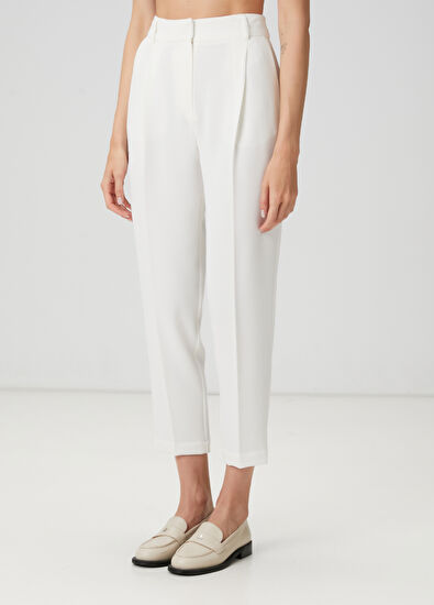 Beymen Club Kırık Beyaz Krep Havuç Pantolon - 3