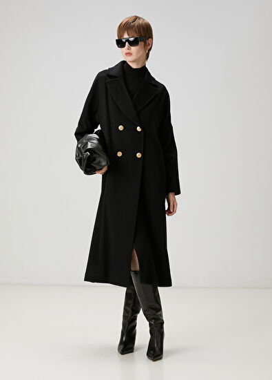 Beymen Club Siyah Kruvaze Kaşmir Palto - 3