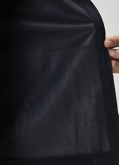 Koyu Lacivert Triko Garnili Süet Hybrid Mont - Görsel 8