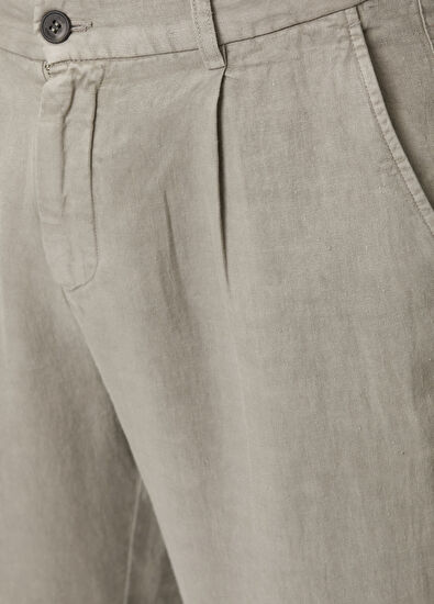 Beymen Club Grey Pleated Linen Trousers - 4
