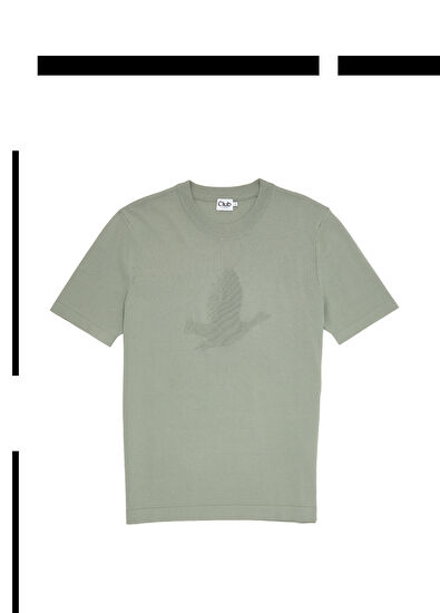 Beymen Club Açık Haki Logo Jakarlı Kısa Kollu Kazak - 7