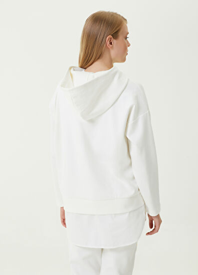 Beymen Club Beyaz Gold Kapüşonlu Gofre Logolu Sweatshirt - 6