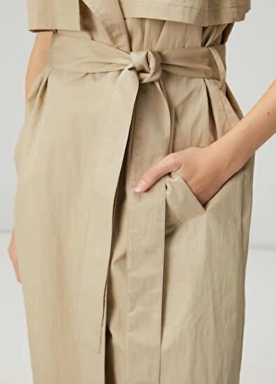 Beymen Club Beige Technical Fabric Long Vest - 7