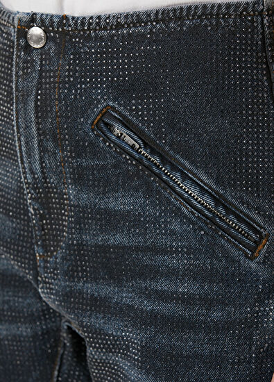 Alexander Wang Koyu Mavi Taşlı Jean Pantolon - 5
