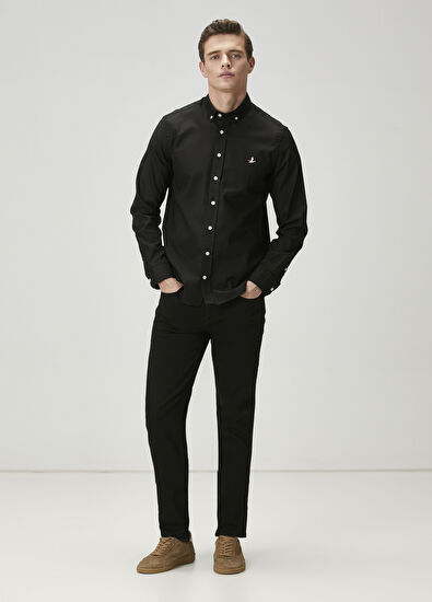 Beymen Club Comfort Fit Black Oxford Shirt - 3