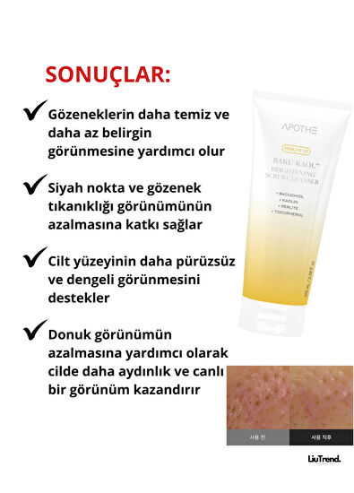 Apothe Baku-Kaol™ Brightening Scrub Cleanser Gözenek Görünümünü Arındırmaya Yardımcı Aydınlatıcı Temizleme Köpüğü 100 ml - 4