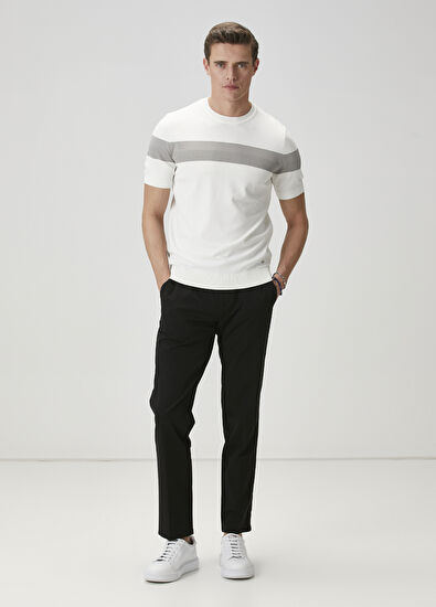 Beymen Club White Grey Textured Short Sleeve Sweater - 3