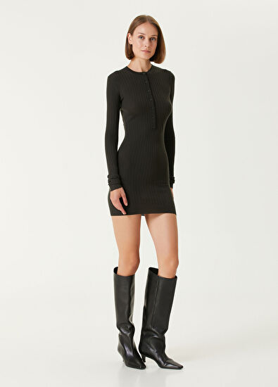 The Attico Koyu Yeşil Mini Kaşmir Elbise - 3