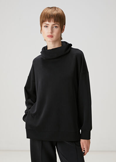 Beymen Club Black Flowy Sweatshirt - 3