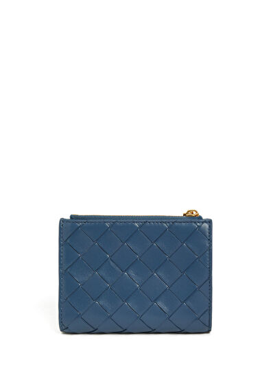 Intrecciato Small Mavi Kadın Deri Cüzdan - Görsel 4
