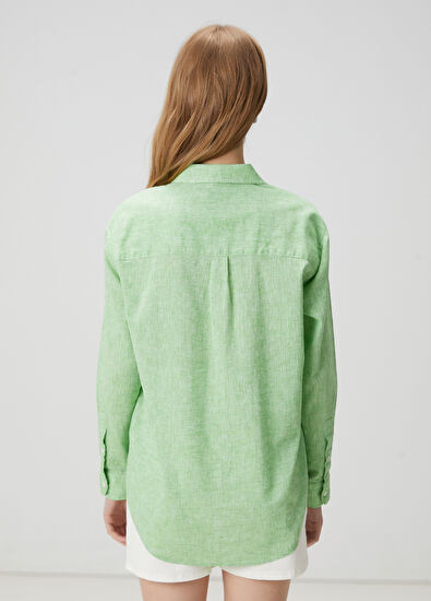 Beymen Club Green Linen Shirt - 4