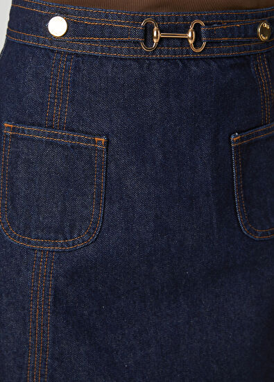 Beymen Club Indigo Belt Detailed Mini Denim Skirt - 5