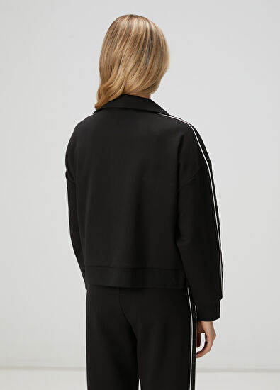 Beymen Club Siyah Logo Bantlı Fermuarlı Sweatshirt - 5