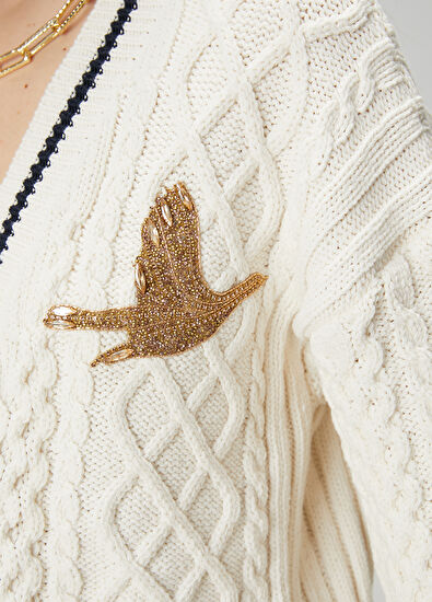 Beymen Club Ecru Stone Bird Detailed Cardigan - 6