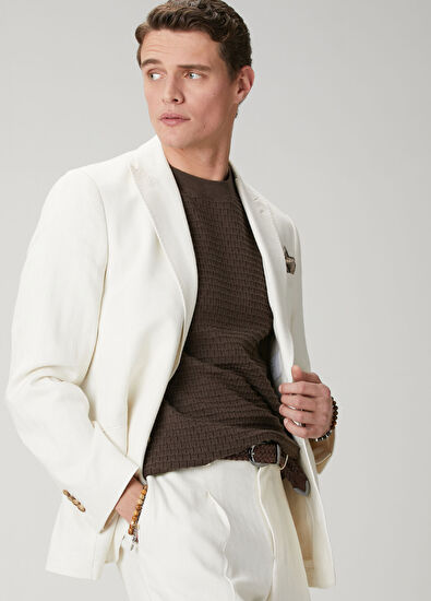 Beymen Club Herringbone Textured Linen Blend Suit - 4