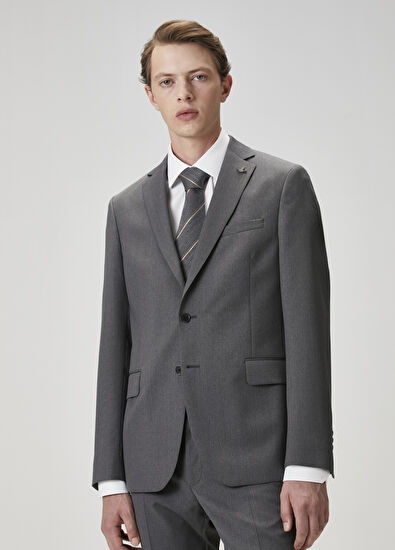 Beymen Club Drop 6 Antrasit Klasik İnce Yün Takım Elbise - 7