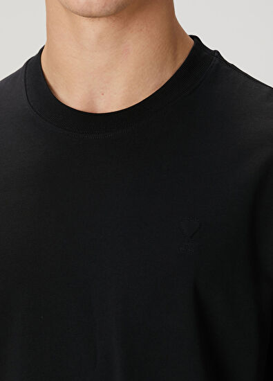 Ami Paris Black Logo Embroidered T-Shirt - 5