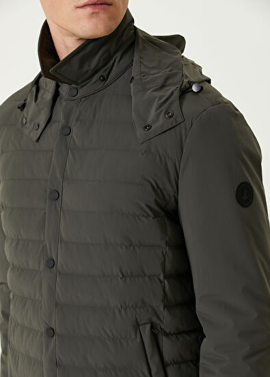 Beymen Club Haki Kapüşonlu Kapitoneli Mont - 5