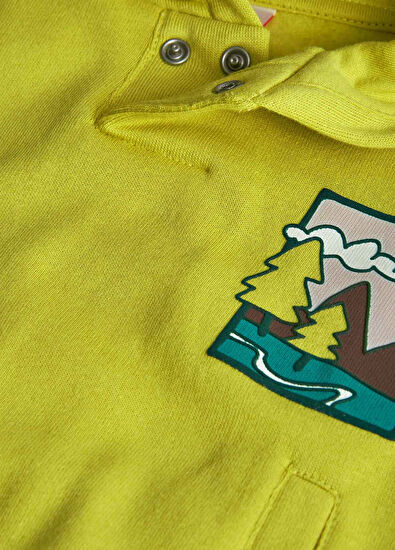 Boboli Yellow Tree Mountain Printed Hooded Boy's Sweatshirt - 4