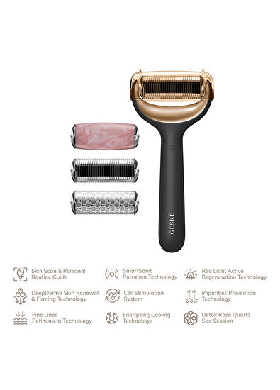 Geske MicroNeedle Face & Body Roller Siyah Mikro İğneli + Buz Başlığı + Pembe Kuvars Başlıklı Dermaroller Yüz ve Vücut Cihazı - 7