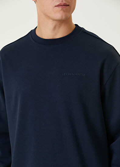 Les Benjamins Lacivert Logo Detaylı Sweatshirt - 5