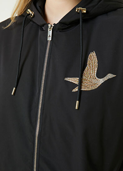 Beymen Club Siyah Kapüşonlu Logo İşlemeli Yelek - 6