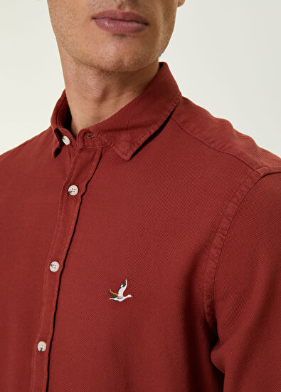 Beymen Club Comfort Fit Turuncu Pirinç Dokulu Gömlek - 5