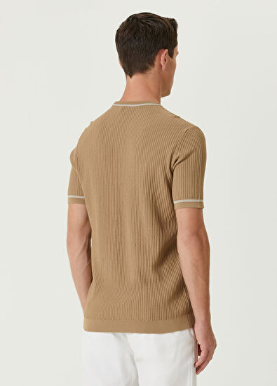 Beymen Club Beige Herringbone Short Sleeve Sweater - 5
