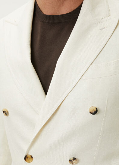 LUIGI BORRELLI Stone Double-Breasted Linen Jacket - 5