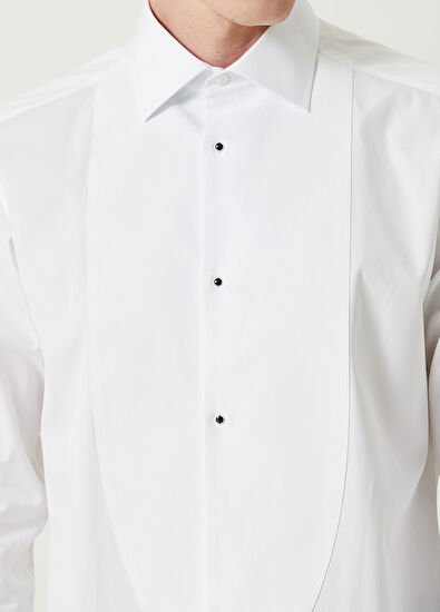 Dolce&Gabbana Beyaz Açık Yaka Smokin Gömleği - 5